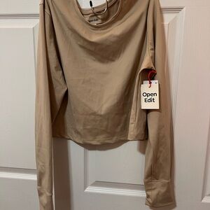 Nordstrom Tan Oxford Long Sleeve Top